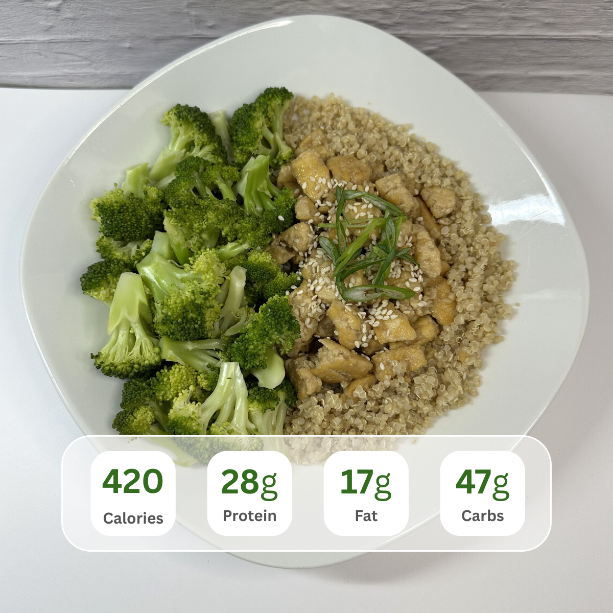 Honey Garlic Tofu with Broccoli and Quinoa